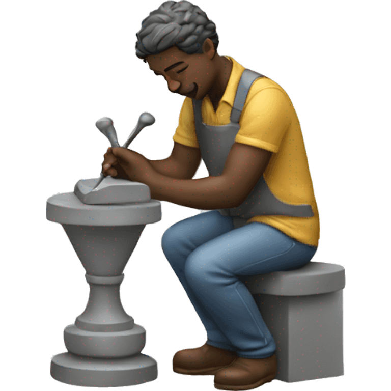 A sculptor sculpting emoji