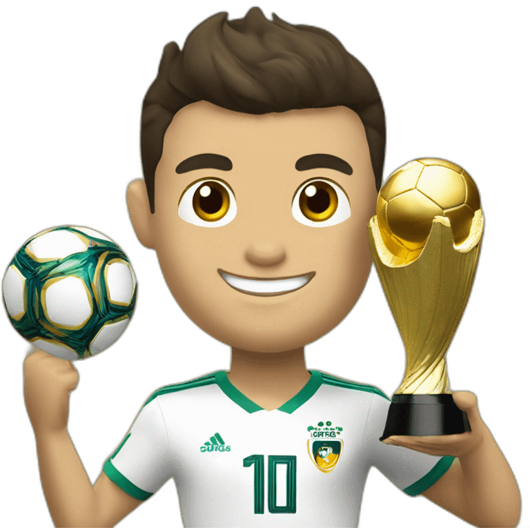 cristiano ronaldo com um trofeu da copa do mundo emoji