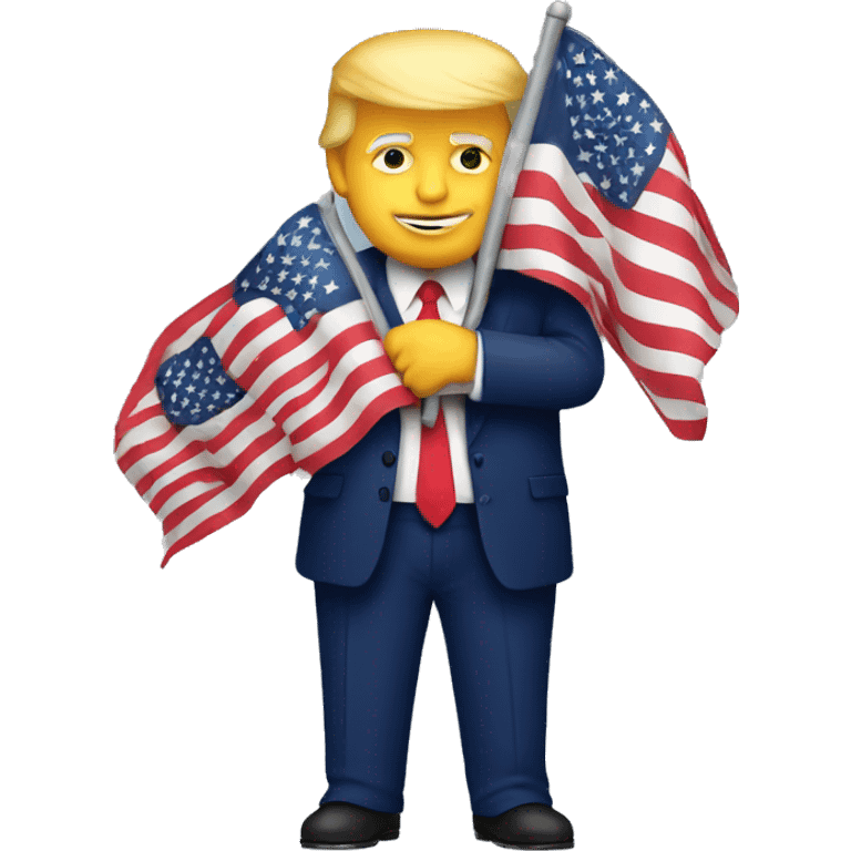 Donald Trump hugging a flag emoji