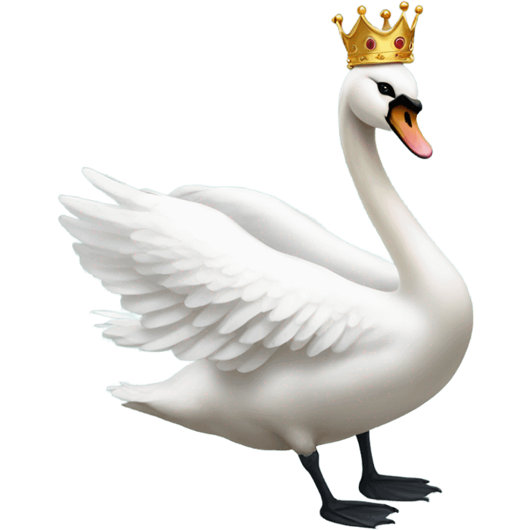 White swan with crown emoji