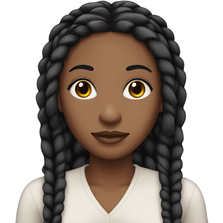 black woman with long black straight braids and lashes emoji