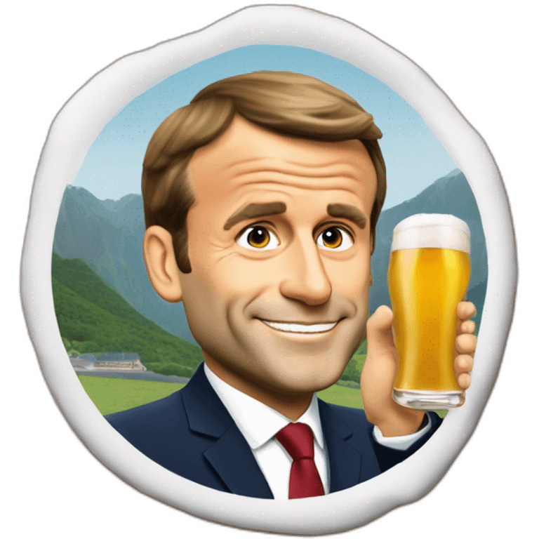 President Macron qui boit une biere  emoji