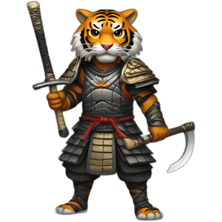 Tiger samurai holding axe emoji