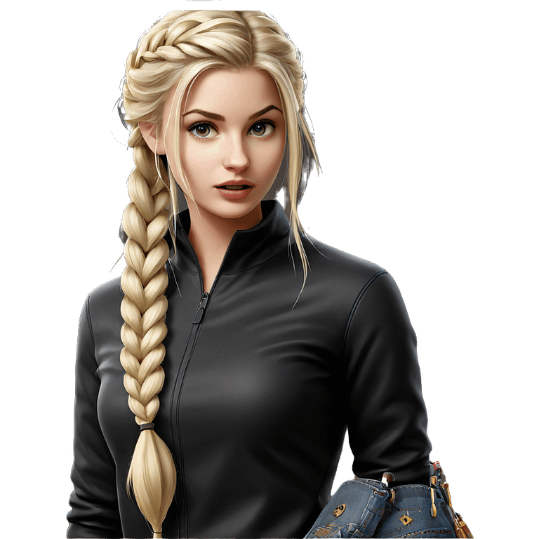 blonde girl with braid emoji