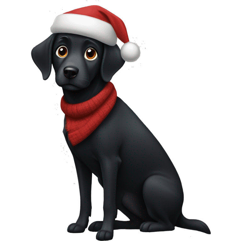 Black dog in Christmas  emoji