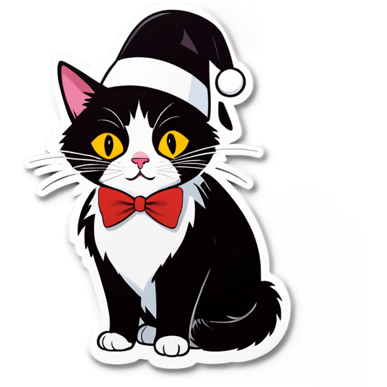 Tuxedo Cat with bonnet emoji