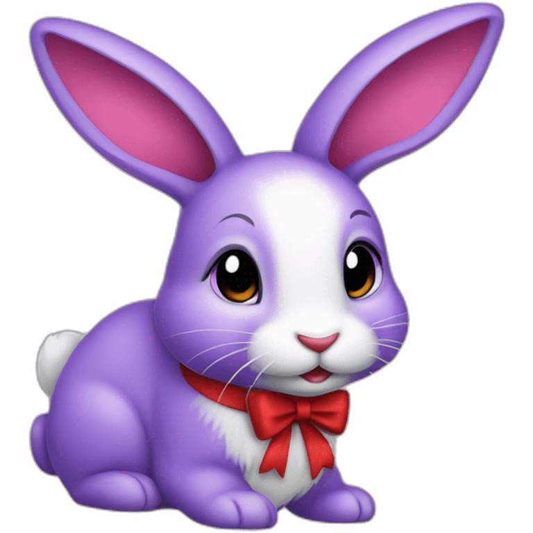 Rabit Purple with red bow emoji