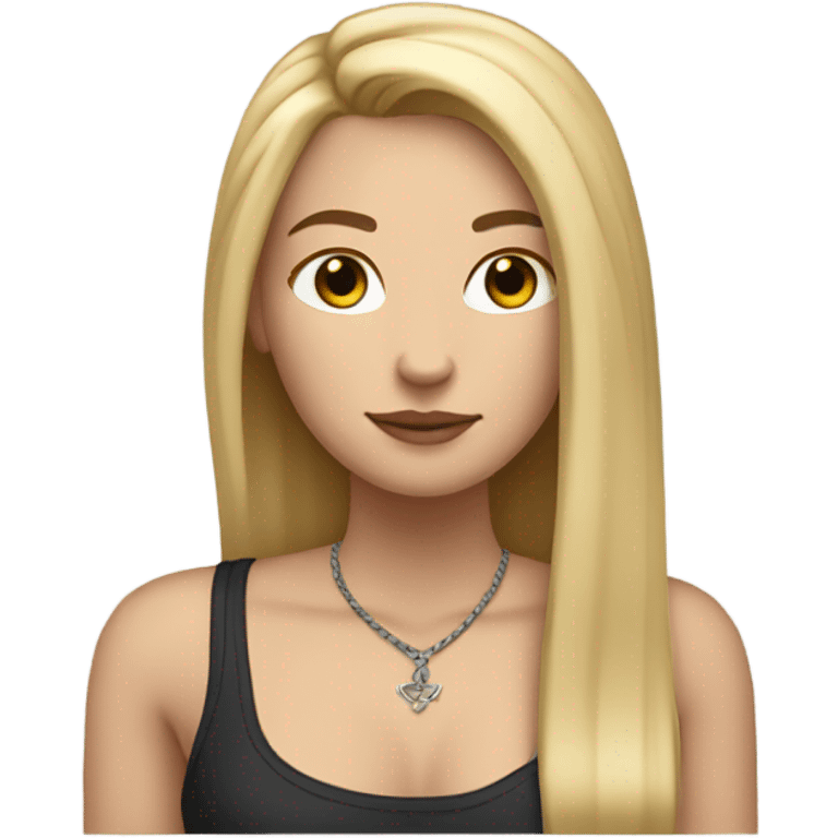 White girl with Long straight blonde hair and tattoos emoji