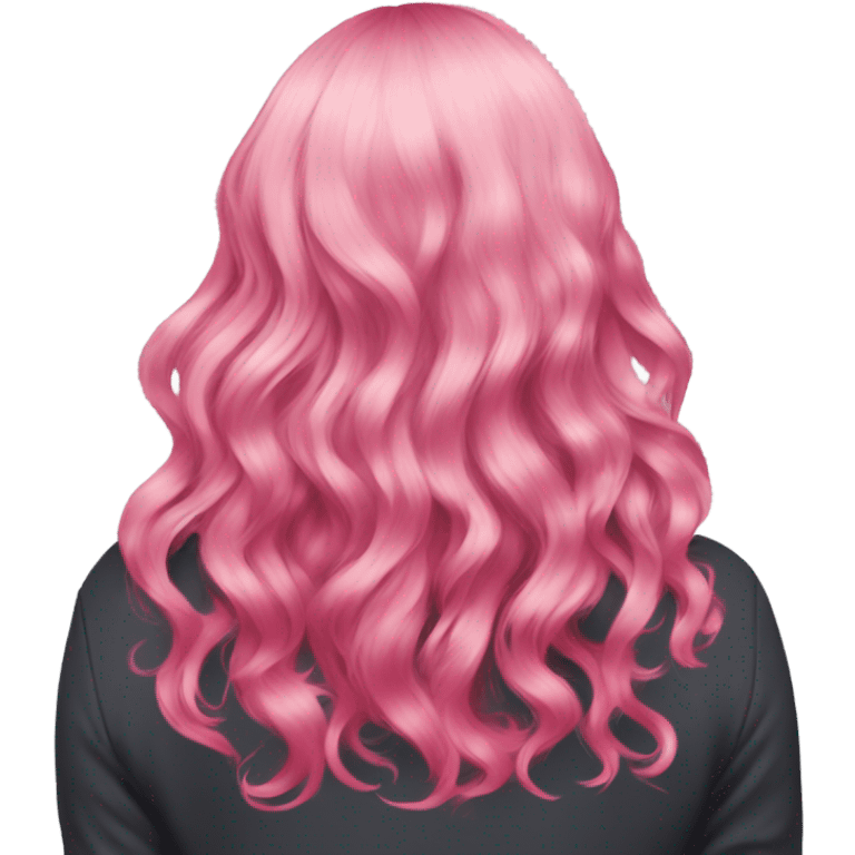 cyberpunk Pink wavy medium hair rear view emoji