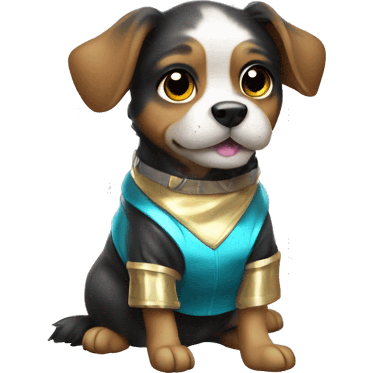 cute dog in shiny clothes emoji