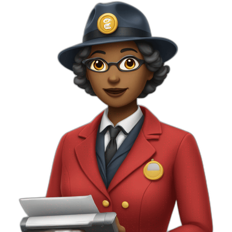 train stationmaster lady in red emoji