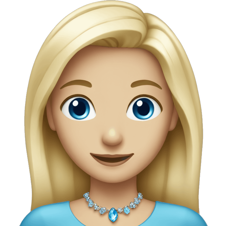 smiling blonde girl with jewelry blue eyes emoji