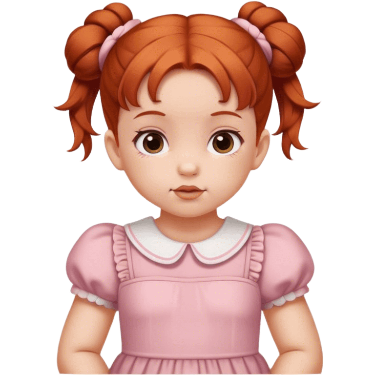 school baby girl   with reddish blunt hair with 2 buns dress emoji