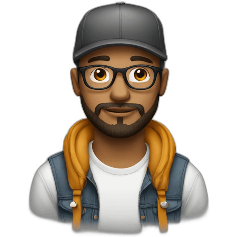 hipster designer wearing a cap emoji