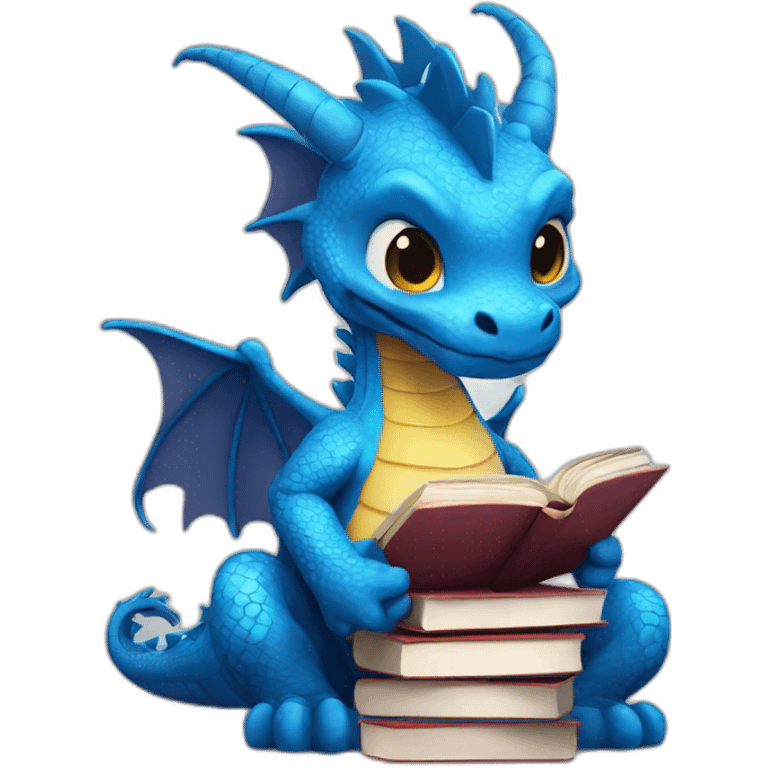 Blue Dragon with Books emoji