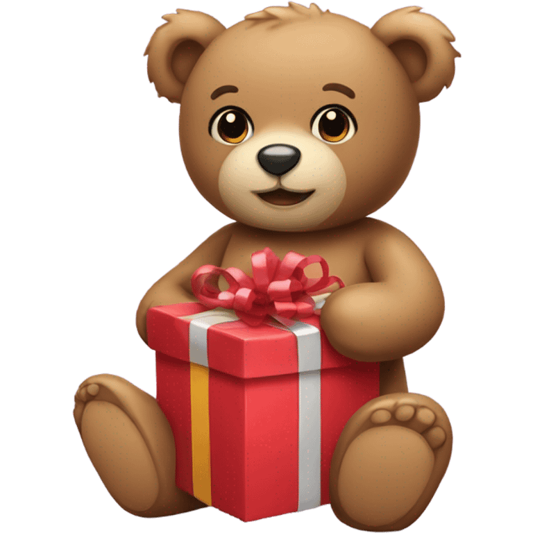 Teddy bear holding presents  emoji