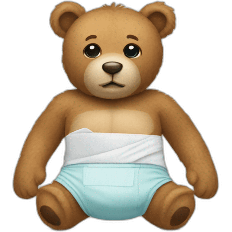 Teddy bear wearing dispisable diaper emoji