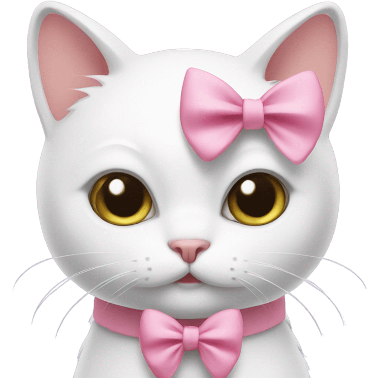 White cat with pink bow  emoji