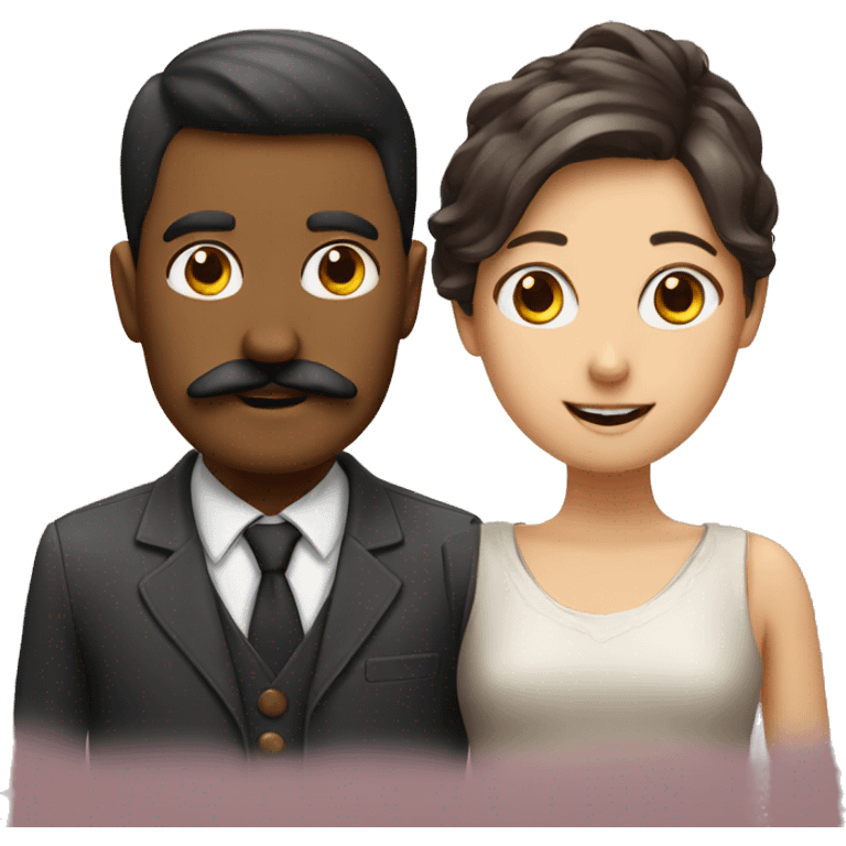 Guy and girl with mustache emoji