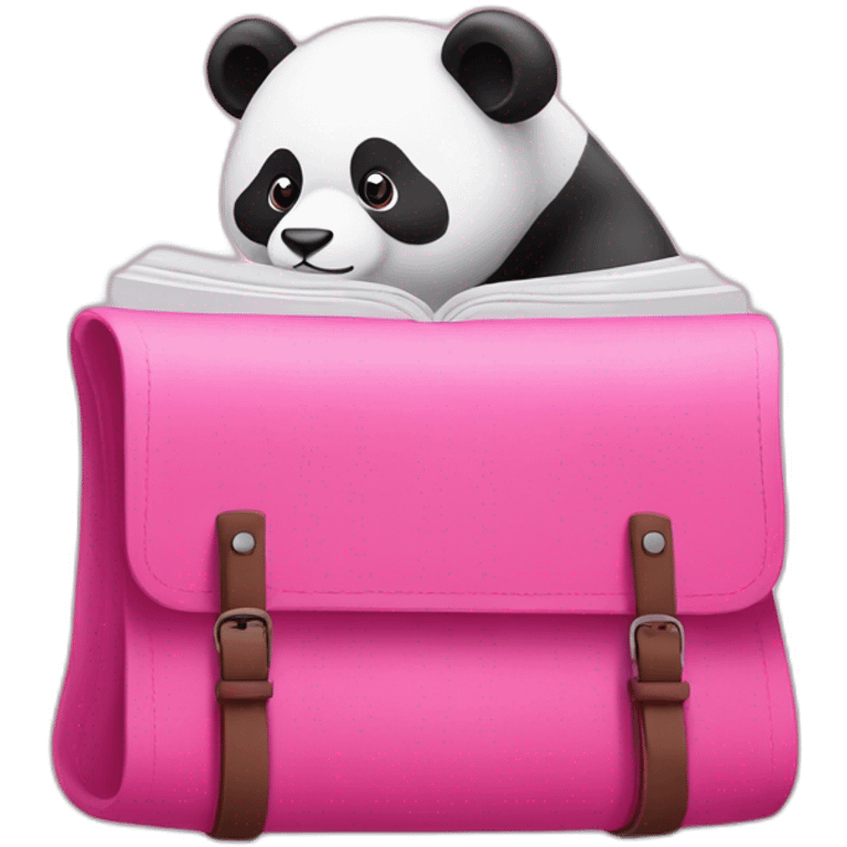 Books color pink with panda and bag emoji