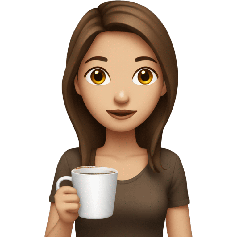 girl with brown hair and coffe  emoji