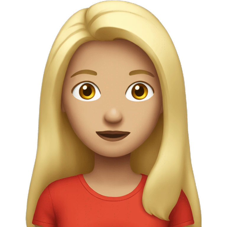 Women with blond long hair wearing a red T-Shirt emoji