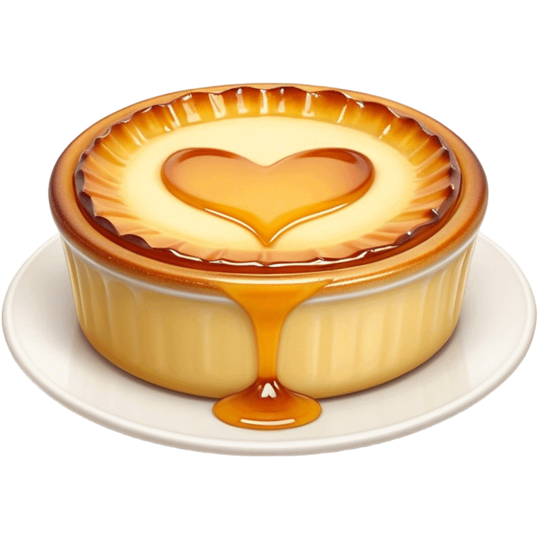 Cinematic Realistic Cr√®me Br√ªl√©e Dessert Emoji, depicted as a rich custard with a perfectly caramelized sugar top rendered with exquisite textures and warm, inviting lighting. emoji