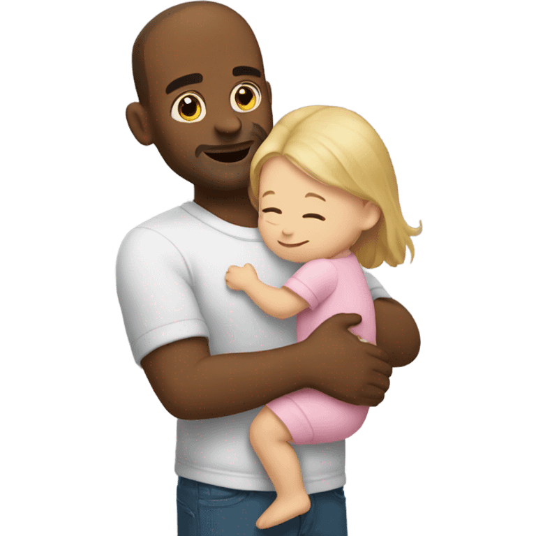 White Dad hugging baby girl emoji