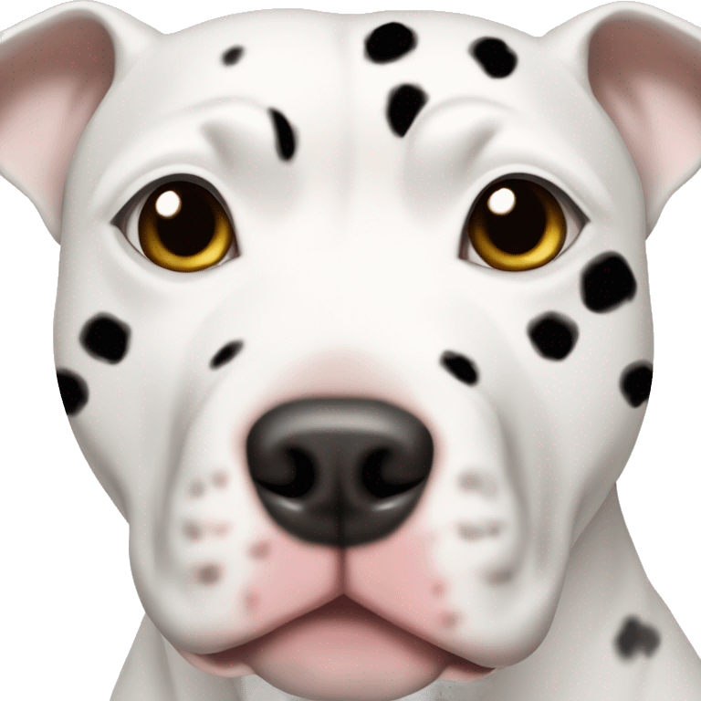 white pitbull with black spots and one black spot around the eye  emoji