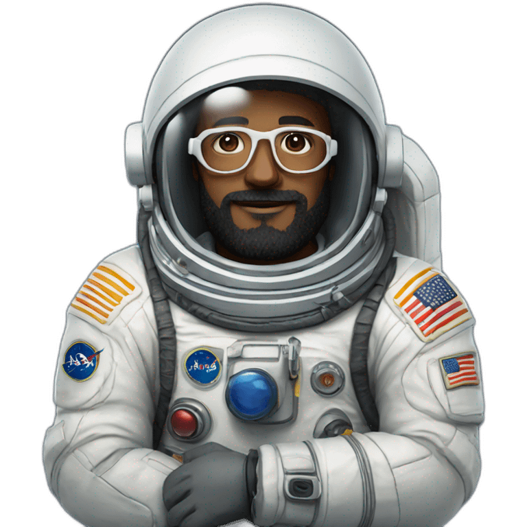 caucasian black-bearded astronaut with white-glasses emoji