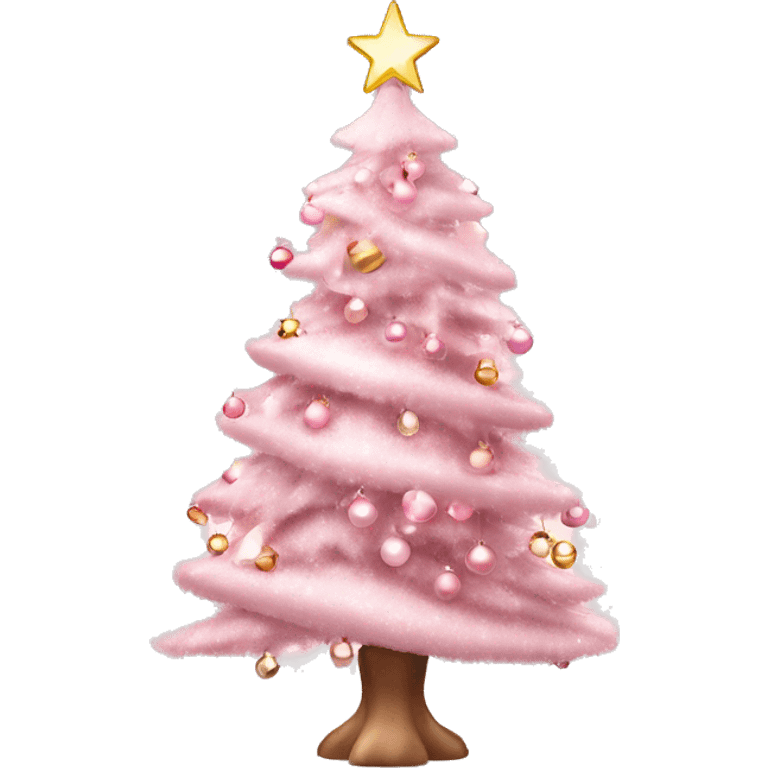 Pretty light pink Christmas tree with decorations  emoji