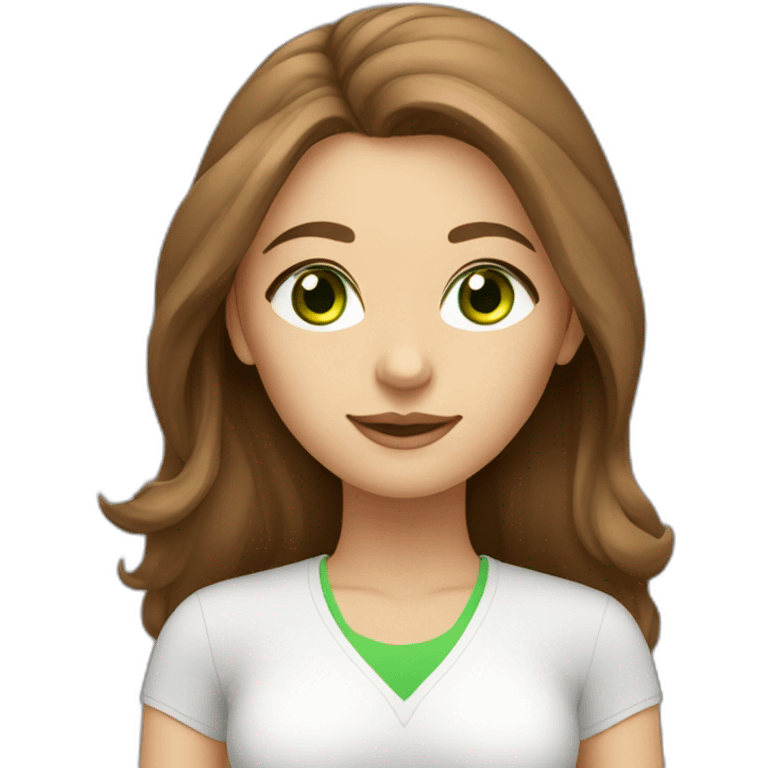 brown long hair yoga teacher feminine green eyes emoji