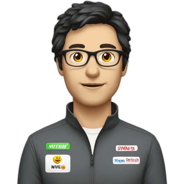 Motorsport Moderator with Dark hair and glasses  emoji