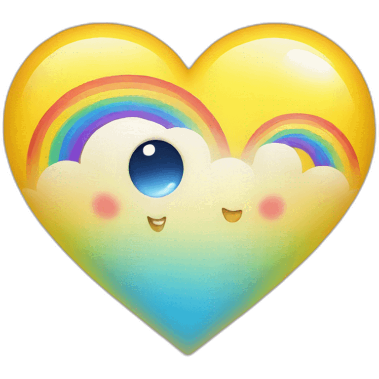 Bright yellow heart with rainbow  emoji