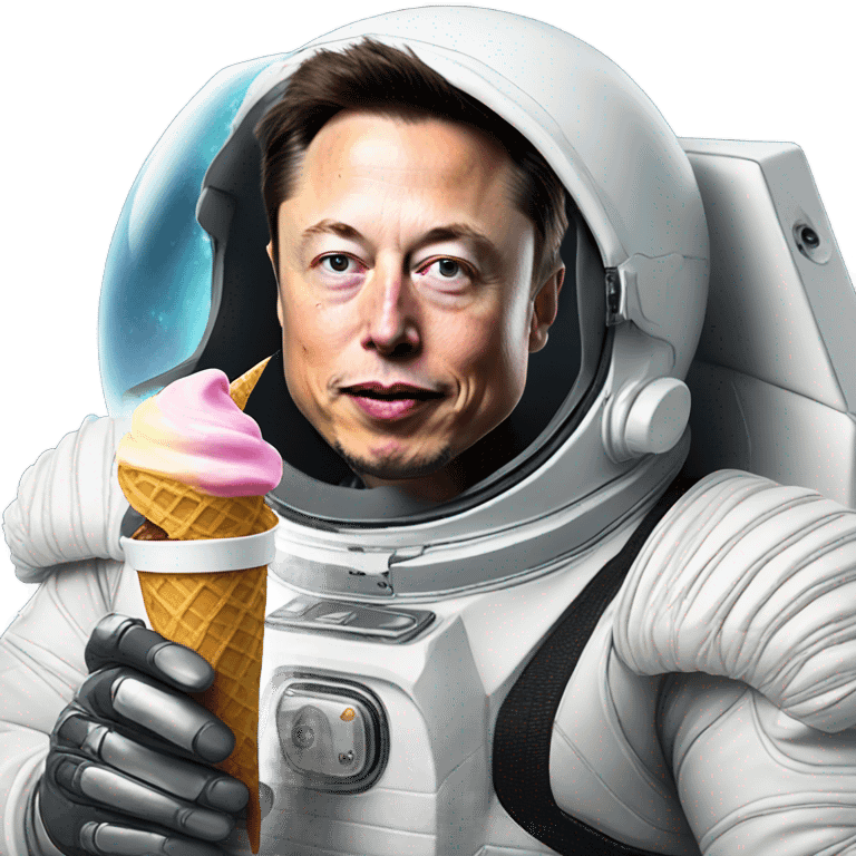 Elon musk in space suit eating ice cream  emoji