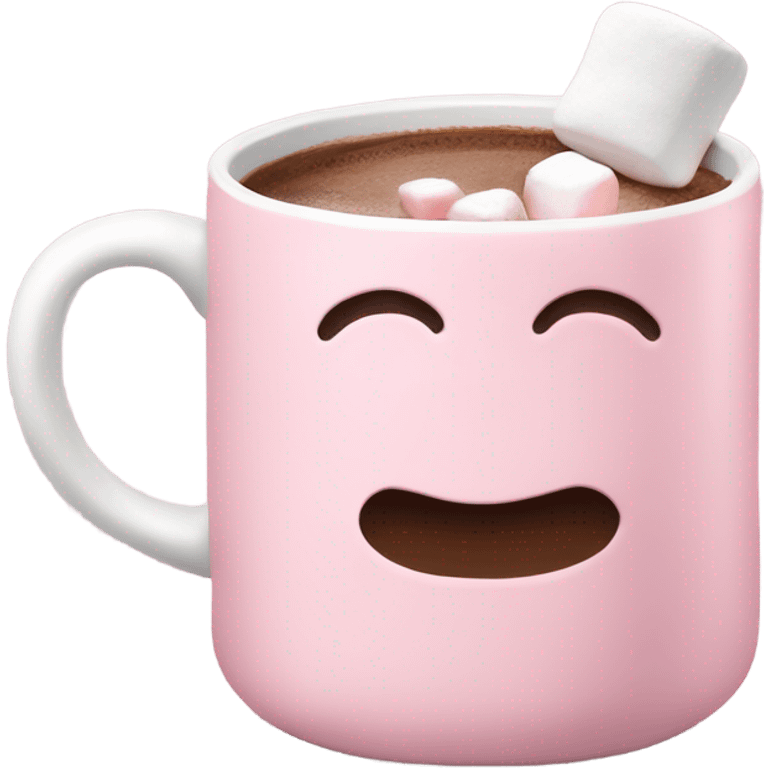 Light Pink mug of hot chocolate with marshmallows  emoji