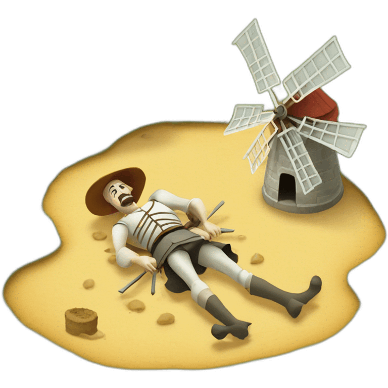 don quixote lying on the ground dead next to a windmill emoji