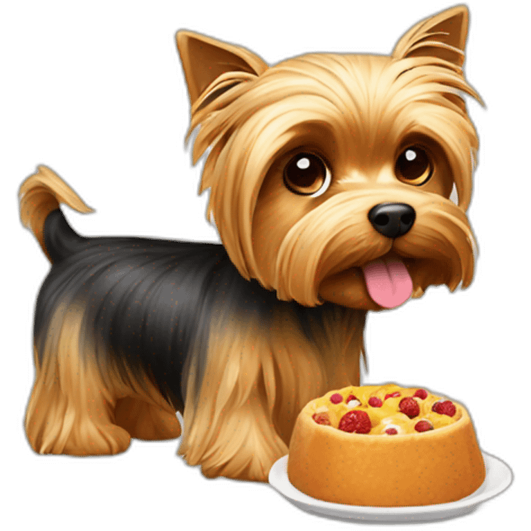 Yorkshire Terrier is eating food emoji