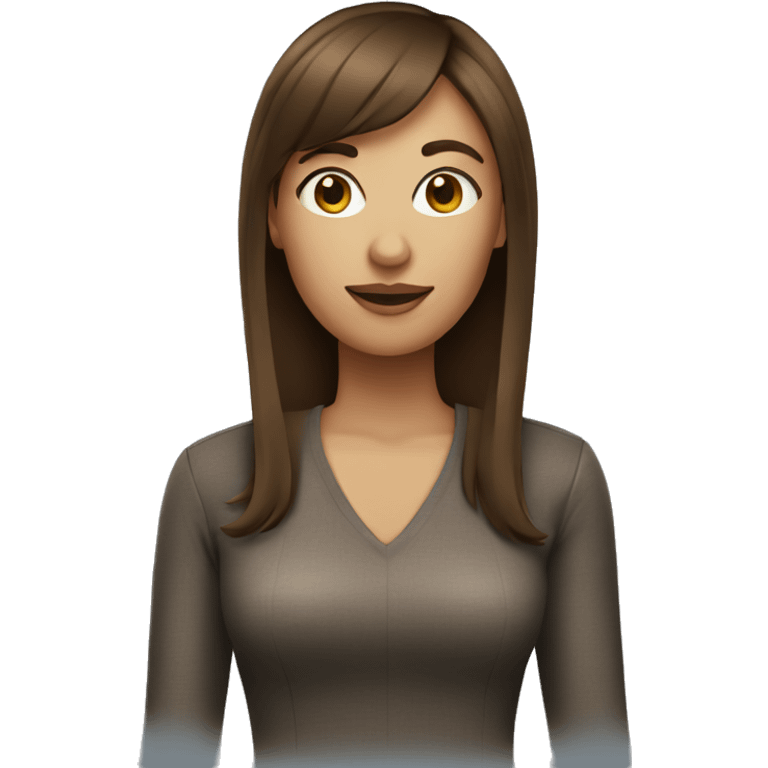 Brown hair woman with side part and bangs emoji