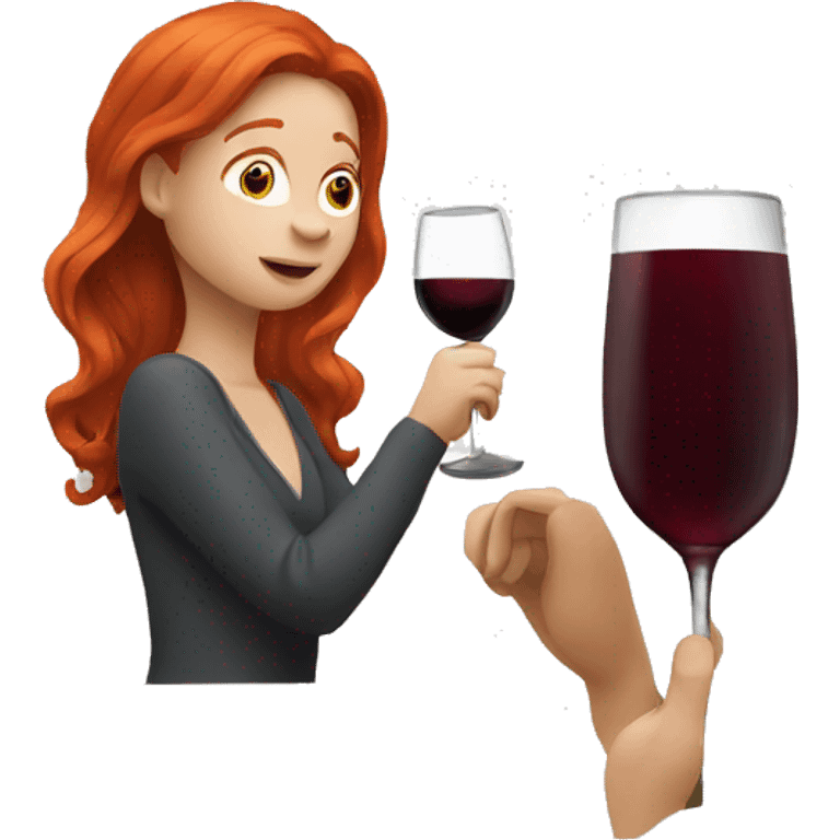 Redhead drinking wine emoji