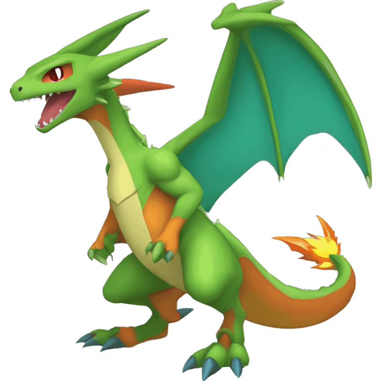 Anthro Cool Edgy Legendary Fakemon-Pokémon-Flygon-Charizard-Fantasy-Creature With Full Body Detailed High Quality emoji