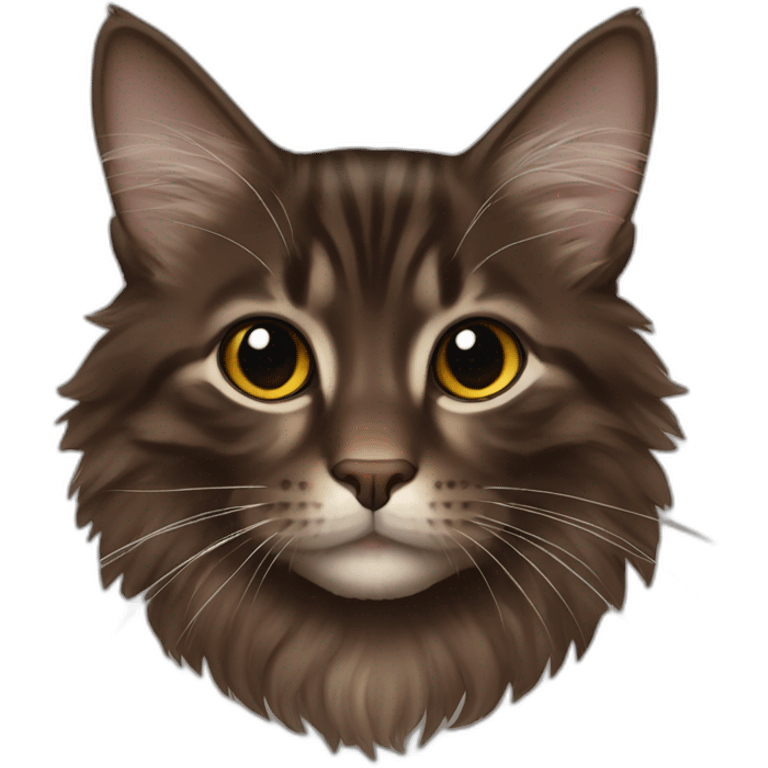 Tiny dark brown maincoon cat emoji