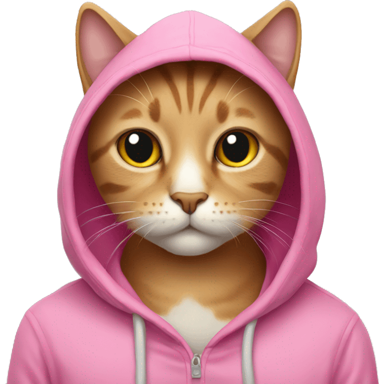 cat wearing a pink hoodie emoji