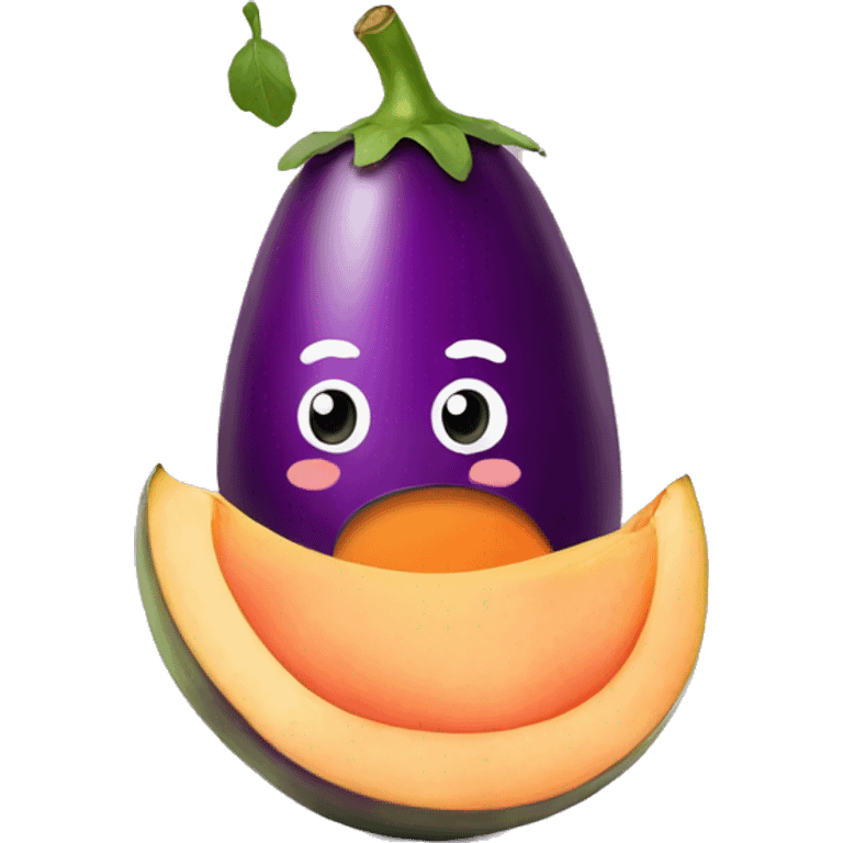 A eggplant inside a peach  emoji