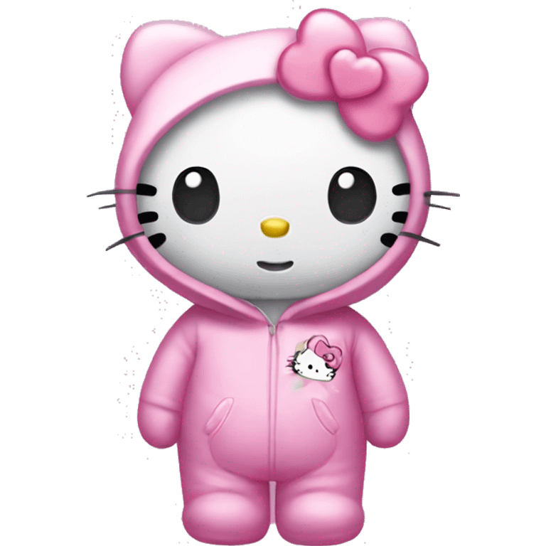 hello kitty wearing a care bear onesie emoji