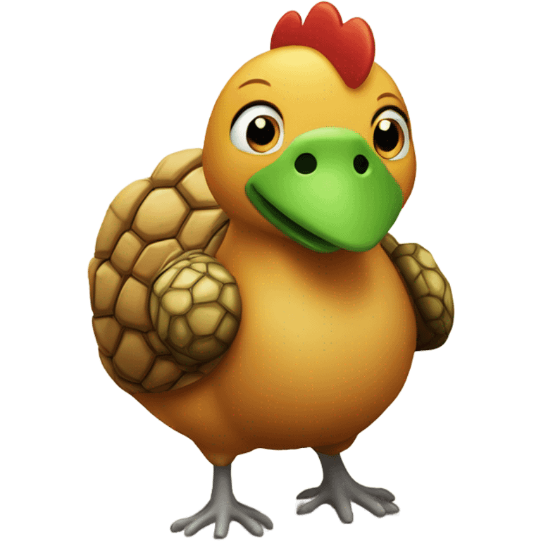 Chicken wearing a turtle emoji