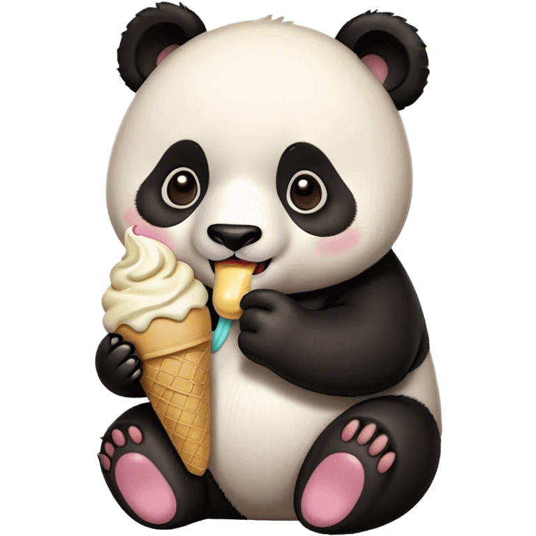 Panda eating ice cream emoji