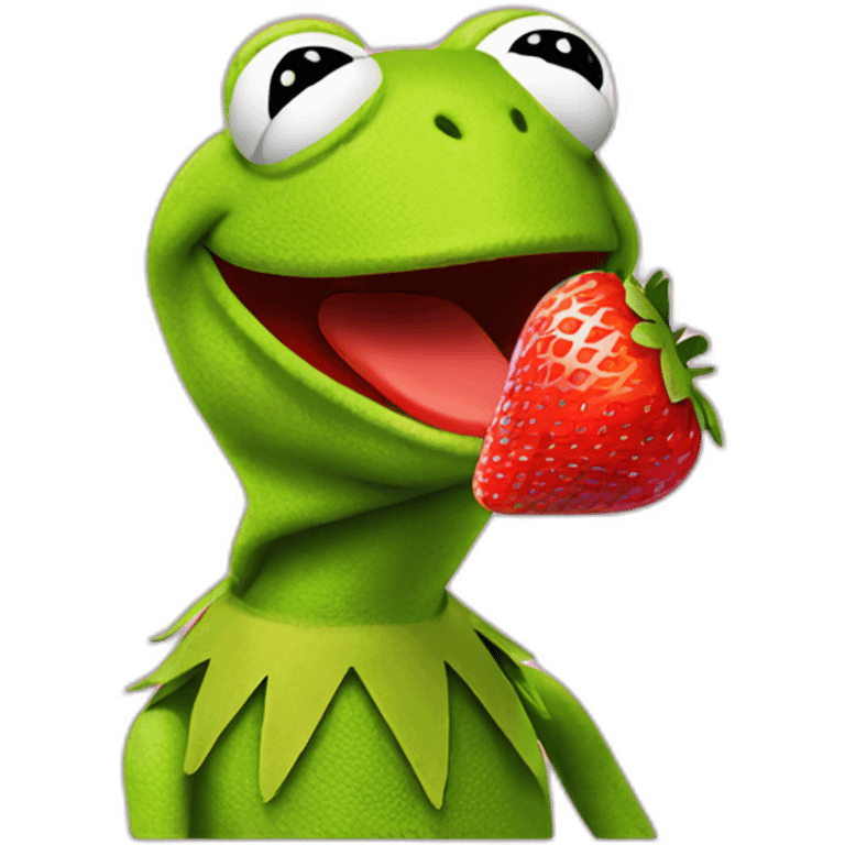 kermit eating strawberry emoji