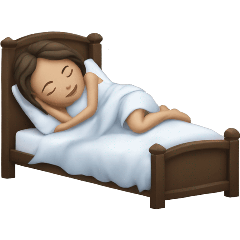 Brunette Caucasian women sleeping in bed emoji