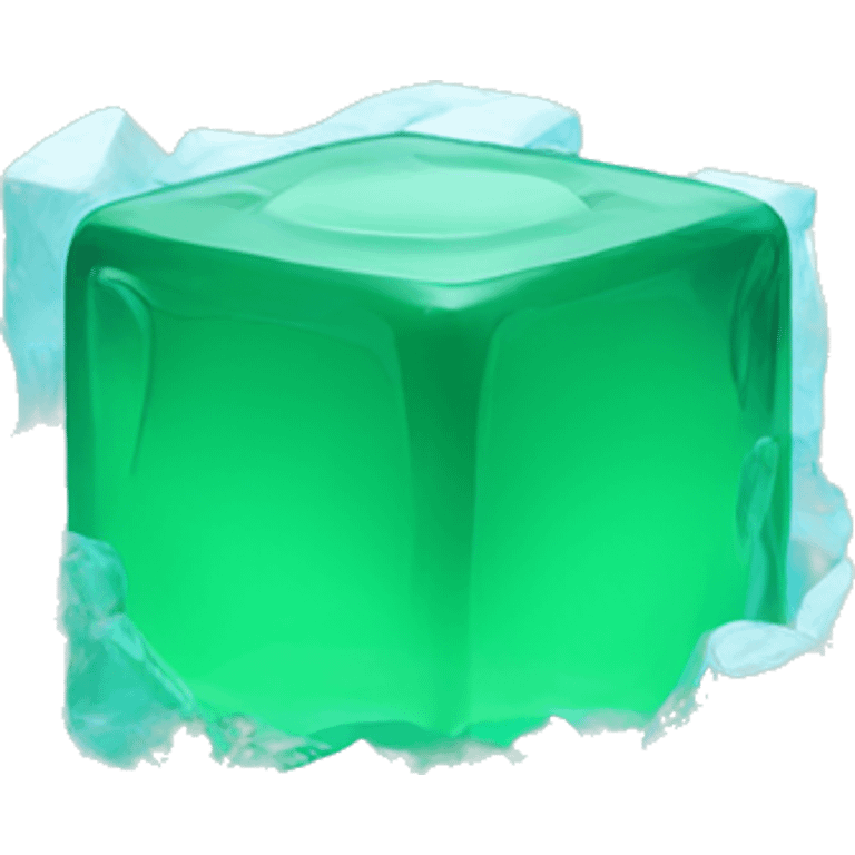 Green cube in 3d like ice emoji